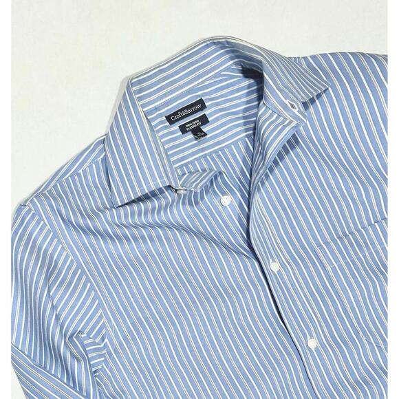 Croft & Barrow Men's Classic Fit Non-Iron Cotton Blue & White Stripes 15 32/33 - Picture 5 of 15